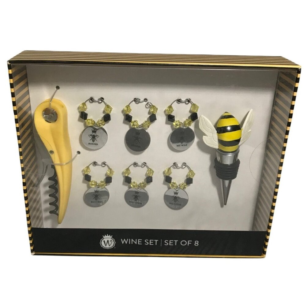 Wine Set Buzzed Collection By Wild Eye Designs Includes Corkscrew & Wine Charms